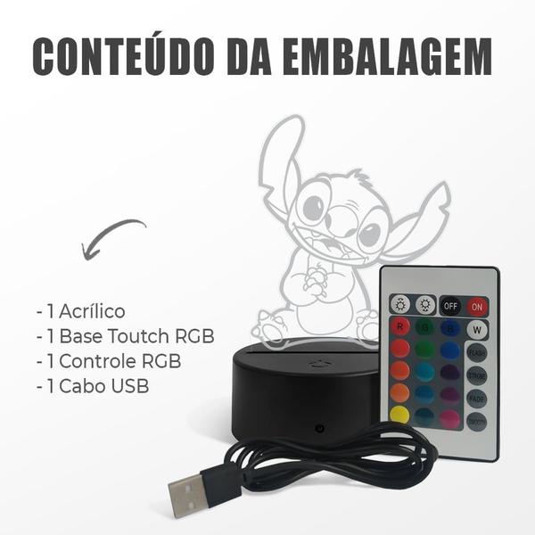 Imagem de Luminária Abajur Lilo e Stitch - Stitch Fofinho RGB Controle