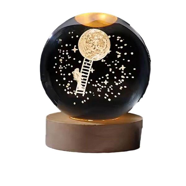 Luminária Abajur Mesa Bola de Cristal Luz LED 3d Decorativa Esfera Astronauta Sistema Solar Saturno - Armarinhos BS Imagem de Luminária Abajur Mesa Bola de Cristal Luz LED 3d Decorativa Esfera Astronauta Sistema Solar Saturno