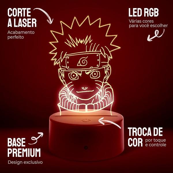 Imagem de Luminária Abajur Naruto clássico RGB Controle + Toque