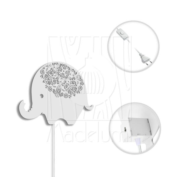 Imagem de Luminária Abajur Parede Elefante Madeira G9 30cm Decoração