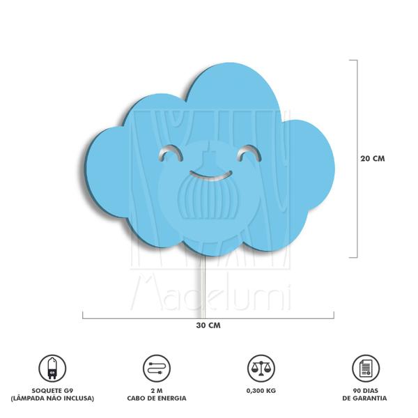 Imagem de Luminária Abajur Parede Nuvem Madeira G9 30cm Decoração Bebê