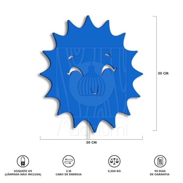 Imagem de Luminária Abajur Parede Sol Madeira G9 30cm Decoração Bebê