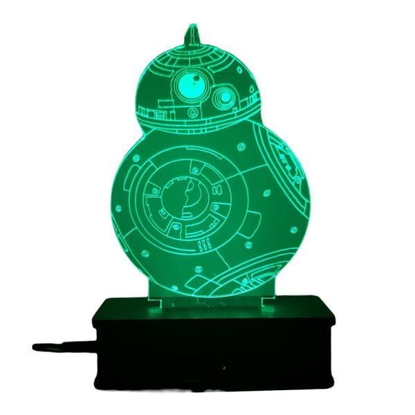 Imagem de Luminaria Acrilico Led 16 cores, Bb-8, Star Wars 16 Cores, Guerra nas Estrelas