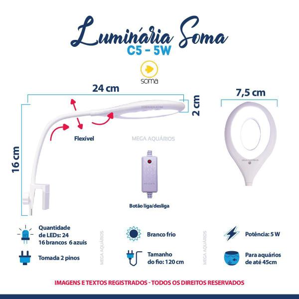 Imagem de Luminária Aquário Soma C5 24 Leds Bivolt 5W Pequena Branca