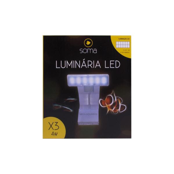 Imagem de Luminária Aquário Soma X3 12 Leds Bivolt 4W Pequena Branca