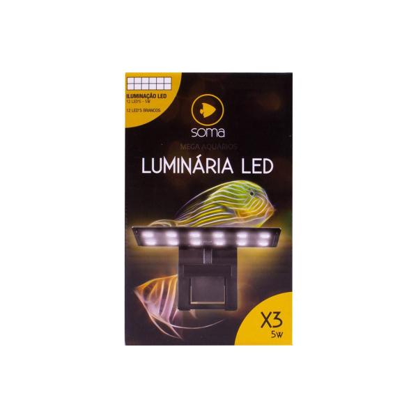 Imagem de Luminária Aquário Soma X3 5W Pequena Preta Luz Branca 110V