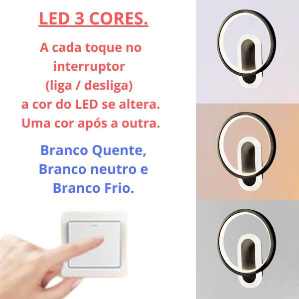 Imagem de Luminária Arandela 24 Watts Duplo LED 23,5cm Círculo Parede Gimpo KJBD-016