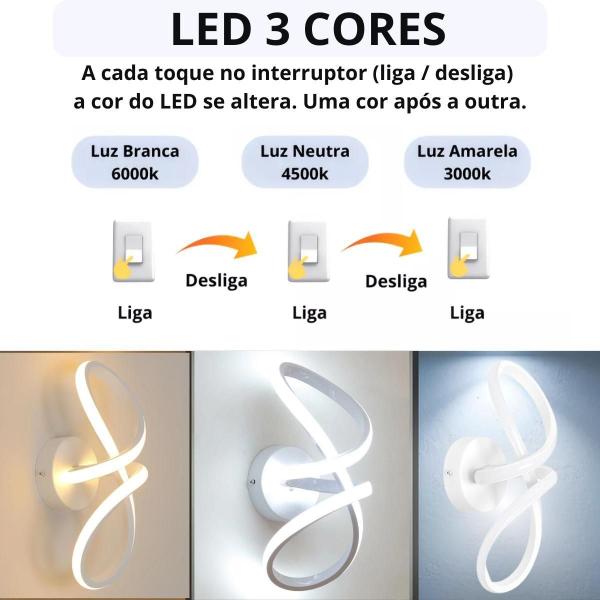 Imagem de Luminária Arandela 24W Teto Parede Anel Infinito Duplo 3X1