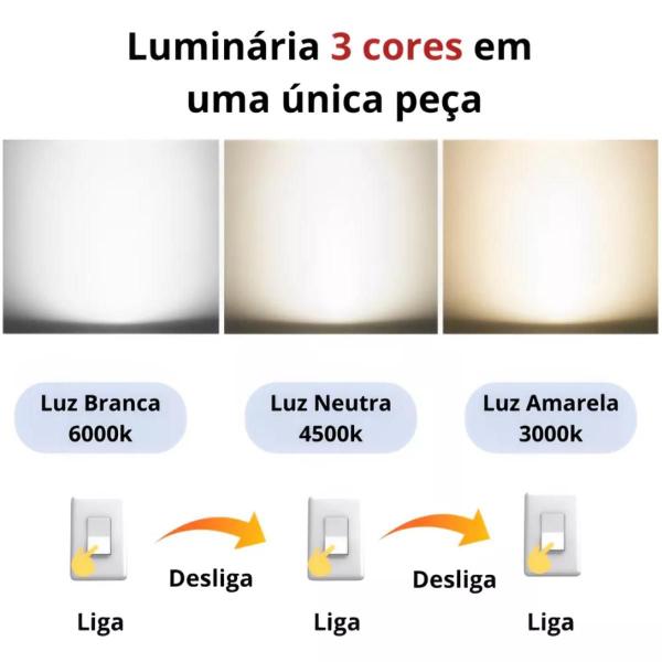 Imagem de Luminária Arandela 28cm LED 24 Watts 3 Cores Círculo Parede Gimpo KJBD-013-BRANCO