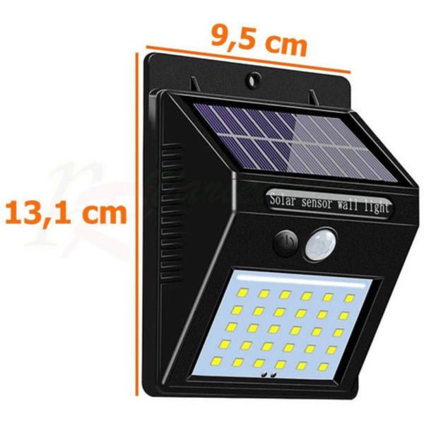 Imagem de Luminária Arandela 30 Led Sensor Solar Recarregável Prova D'agua