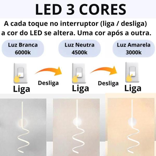 Luminária Arandela 43Cm Led 24 Watts Espiral Parede Gimpo Imagem de Luminária Arandela 43Cm Led 24 Watts Espiral Parede Gimpo