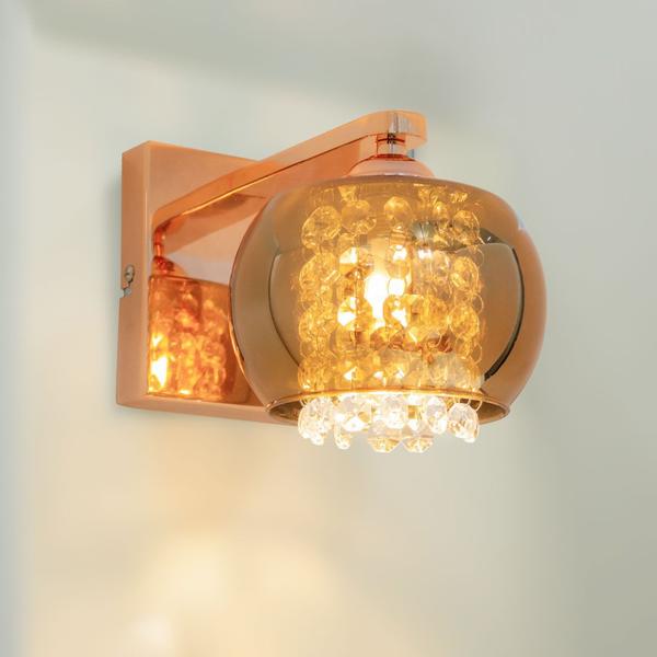 Imagem de Luminária Arandela Cristal K9 Cuba Cobre + Led 5w Branco Quente St1219