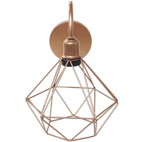 Imagem de Luminária Arandela de Parede Aramada Diamante P Industrial Retro Cobre Rose Gold Agp Ilumini Vintage