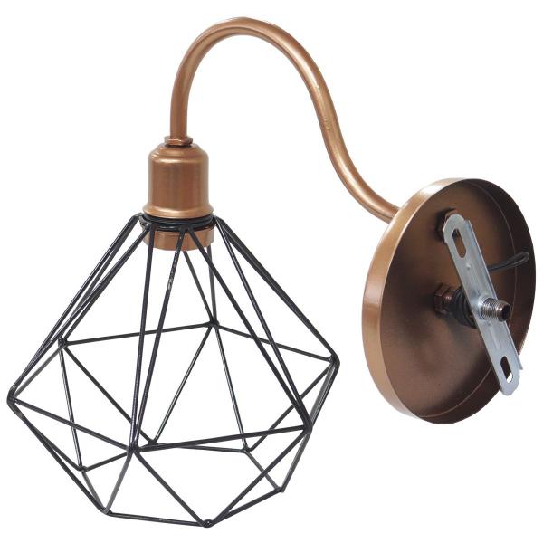 Luminária Arandela de Parede Aramada Diamante Preto P Industrial Retro Cobre Rose Gold Agp Ilumini Imagem de Luminária Arandela de Parede Aramada Diamante Preto P Industrial Retro Cobre Rose Gold Agp Ilumini