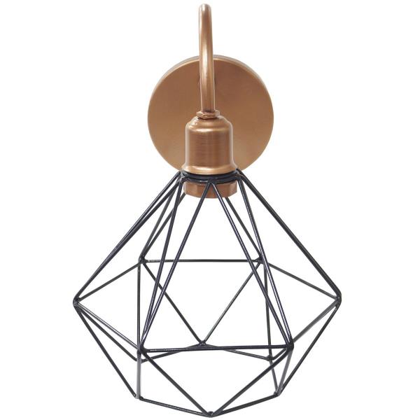 Luminária Arandela de Parede Aramada Diamante Preto P Industrial Retro Cobre Rose Gold Agp Ilumini Imagem de Luminária Arandela de Parede Aramada Diamante Preto P Industrial Retro Cobre Rose Gold Agp Ilumini
