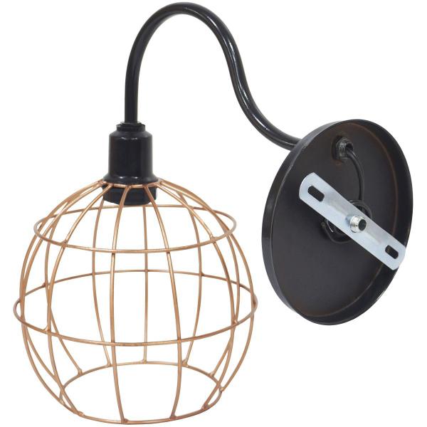 Imagem de Luminária Arandela de Parede Aramada Globo Cobre Rose Gold Industrial Retro Preto Agp Ilumini