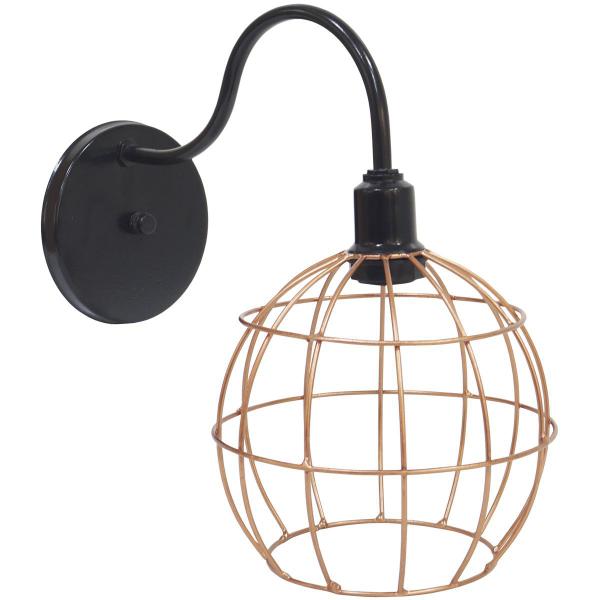 Imagem de Luminária Arandela de Parede Aramada Globo Cobre Rose Gold Industrial Retro Preto Agp Ilumini