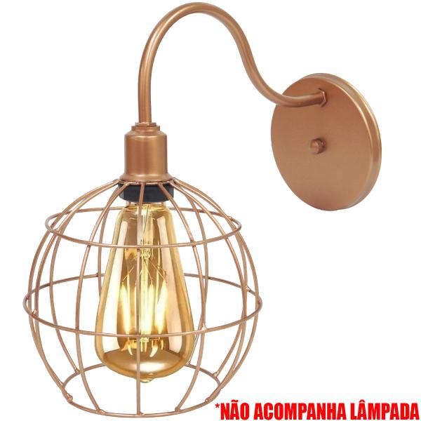 Imagem de Luminária Arandela de Parede Aramada Globo Industrial Retro Cobre Rose Gold Agp Ilumini Vintage