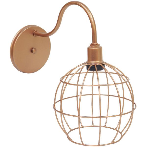 Imagem de Luminária Arandela de Parede Aramada Globo Industrial Retro Cobre Rose Gold Agp Ilumini Vintage