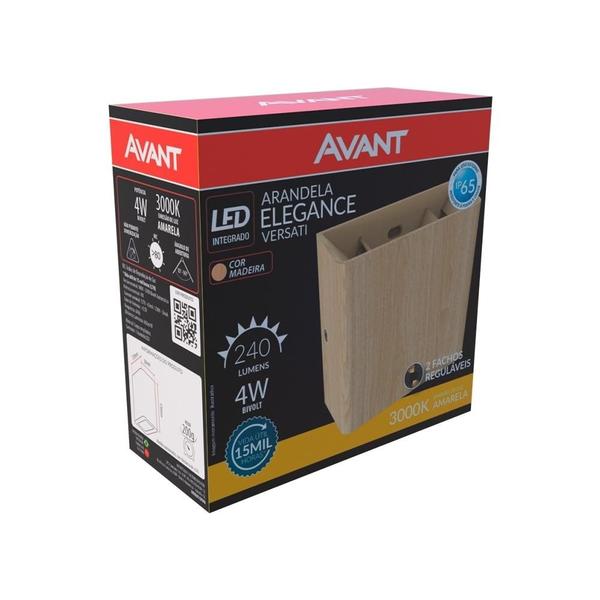 Imagem de Luminária Arandela Elegance Versatti LED 4W Luz amarela 3000k Madeira Prova d'água IP65 Bivolt Avant