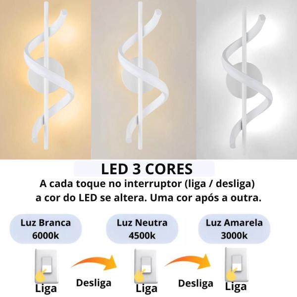 Imagem de Luminária Arandela Led 24 Watts 40X12Cm Espiral Ondulado