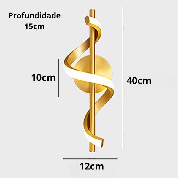 Imagem de Luminária Arandela Led 24 Watts 40X12Cm Espiral Ondulado