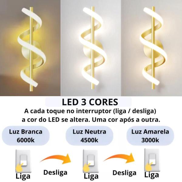 Imagem de Luminária Arandela Led 24 Watts 40X13Cm Espiral Ondulado