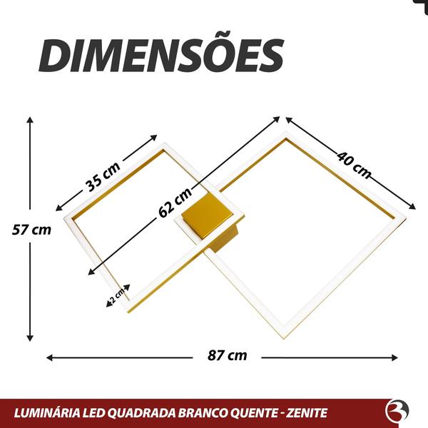 Imagem de Luminária Arandela Led Design Moderno Plafon Fit Led 75w Bivolt 35x40 Alumínio 3500k