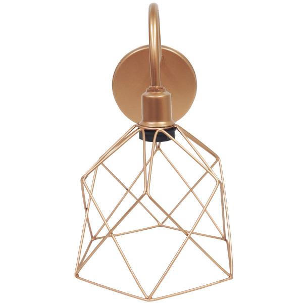 Imagem de Luminária Arandela Parede Aramada Cálice Industrial Retro + Lâmpada Led Vintage Cobre Rose Gold