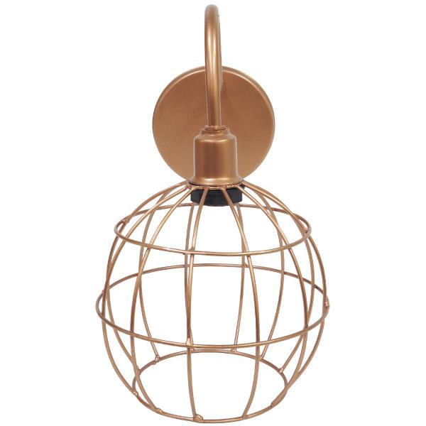 Imagem de Luminária Arandela Parede Aramada Globo Industrial Retro + Lâmpada Led Vintage Cobre Rose Gold