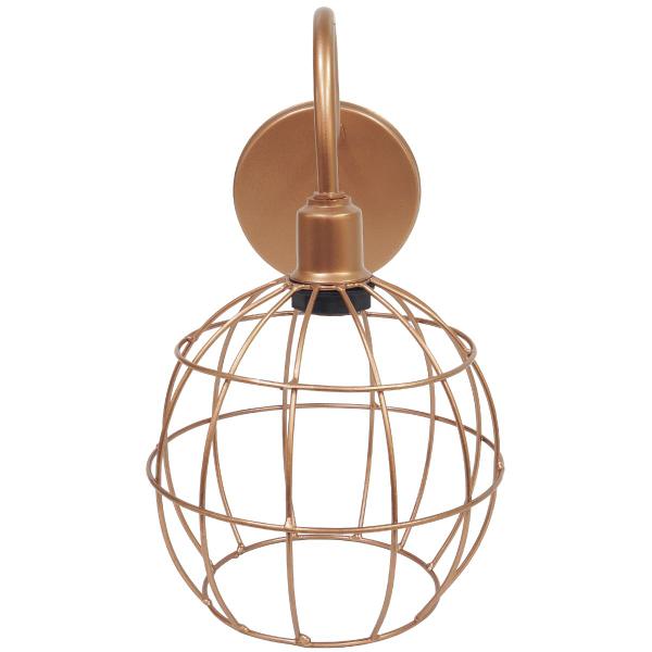 Imagem de Luminária Arandela Parede Aramada Globo Industrial Retro + Lâmpada Led Vintage Cobre Rose Gold