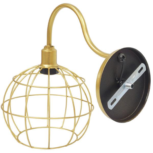 Imagem de Luminária Arandela Parede Aramada Globo Industrial Retro + Lâmpada Led Vintage Dourado