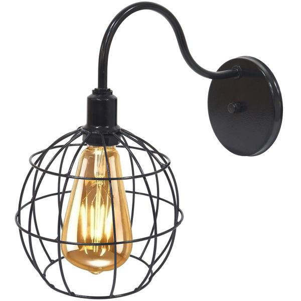 Imagem de Luminária Arandela Parede Aramada Globo Industrial Retro + Lâmpadas Led Vintage Preto