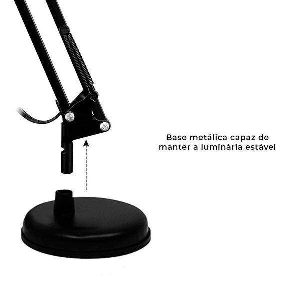 Imagem de  Luminária Articulada De Mesa Com Base Tipo Pixar Preta