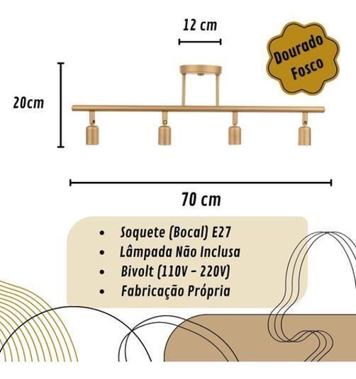 Imagem de Luminária Articulada Retro Trilho Spot E27 Ouro Cozinha