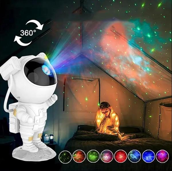 Luminária Astronauta Projetor Luz Galáxia Nebulosa Estrelas Cor Branco - B-Max Imagem de Luminária Astronauta Projetor Luz Galáxia Nebulosa Estrelas Cor Branco