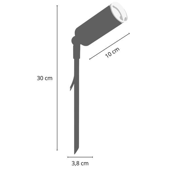 Imagem de Luminária Balizador Móvel Espeto Chão Jardim Preto 30cm