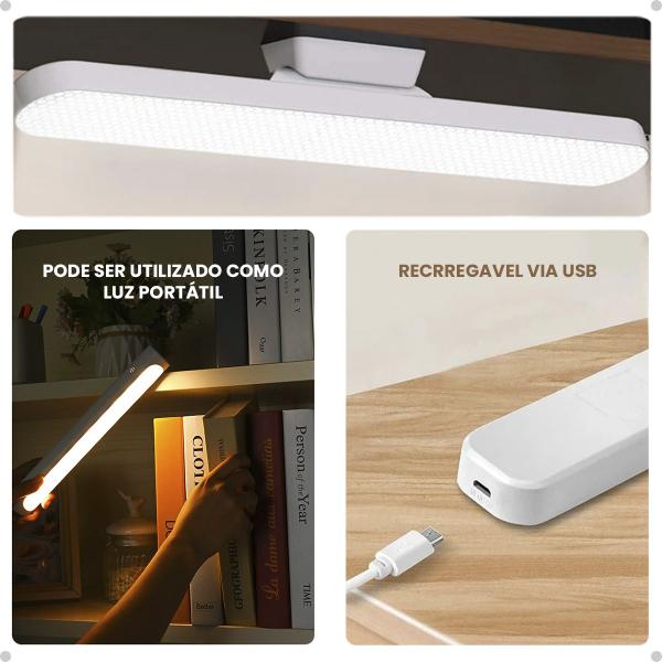Luminária Barra Led Portátil Base Magnética Iluminação Mesa - Tex Web Imagem de Luminária Barra Led Portátil Base Magnética Iluminação Mesa