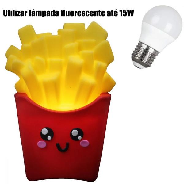 Imagem de Luminaria Batata Frita Kawaii com Lampada Led Abajur de Mesa - Usare Luminarias