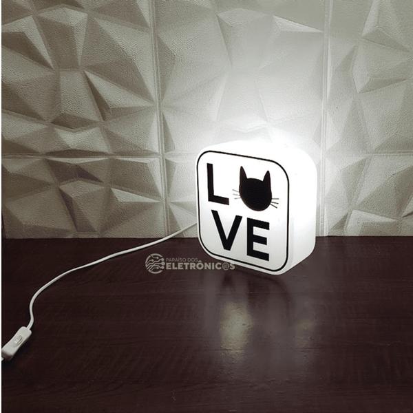 Luminária Box de Mesa Gato Love Para Decorar e Iluminar Lâmpada Cor Branca 10010710B - DECORPDE Imagem de Luminária Box de Mesa Gato Love Para Decorar e Iluminar Lâmpada Cor Branca 10010710B