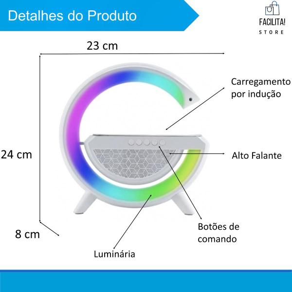 Imagem de Luminária Caixa De Som E Carregador G Speaker Smart Station Cor Branco - Bivolt