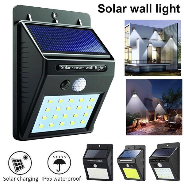 Imagem de Luminária Carregamento Solar Leds Sensor De Movimento Presença Automático Fotocélula Parede Externa Forte A Prova Dágua