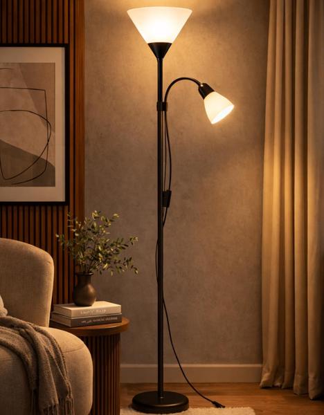 Luminária Chão 177cm Piso Articulada Dupla p/ 2 Lâmpadas Pedestal Coluna Metal FL-1011-PRETO - Ambtotal Luminária Chão 177cm Piso Articulada Dupla p/ 2 Lâmpadas Pedestal Coluna Metal FL-1011-PRETO - Ambtotal