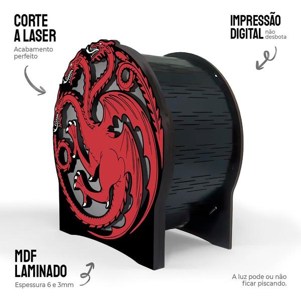 Imagem de Luminária Circular Game of Thrones Fire and Blood Targaryen