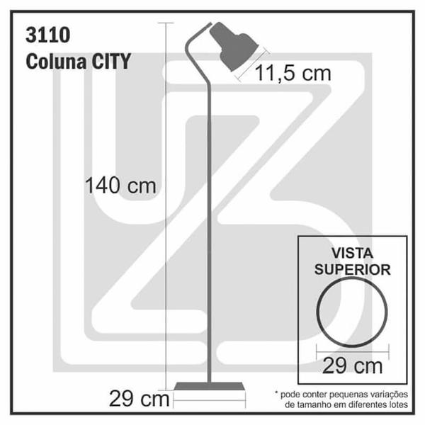 Imagem de Luminária Coluna Abajur Piso Chão Spot City - DOURADO