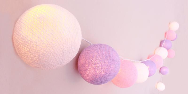 Luminária Cordão 10, 20 ou 35 LEDs à Pilha lilás e rosa - CORMILU Imagem de Luminária Cordão 10, 20 ou 35 LEDs à Pilha lilás e rosa
