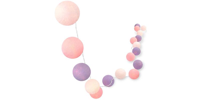 Luminária Cordão 10, 20 ou 35 LEDs à Pilha lilás e rosa - CORMILU Imagem de Luminária Cordão 10, 20 ou 35 LEDs à Pilha lilás e rosa