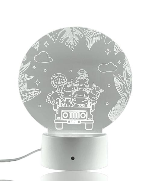 Imagem de Luminária de Acrílico base Led Rgb Touch com tema Safari Infantil Abajur Decoração