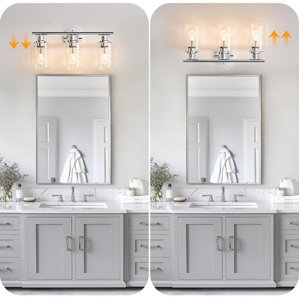 Imagem de Luminária de banheiro Vanity Light Weyderk Chrome 3 Light em vidro transparente