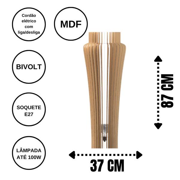 Imagem de Luminária de Chão AZALÉIA MDF Luminária